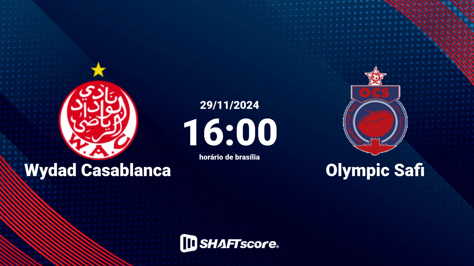 Estatísticas do jogo Wydad Casablanca vs Olympic Safi 29.11 16:00