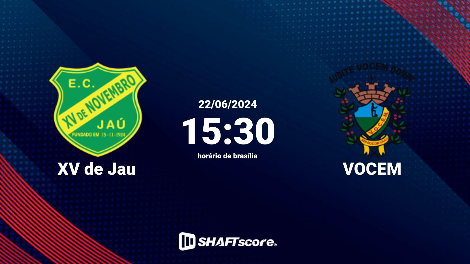 Estatísticas do jogo XV de Jau vs VOCEM 22.06 15:30