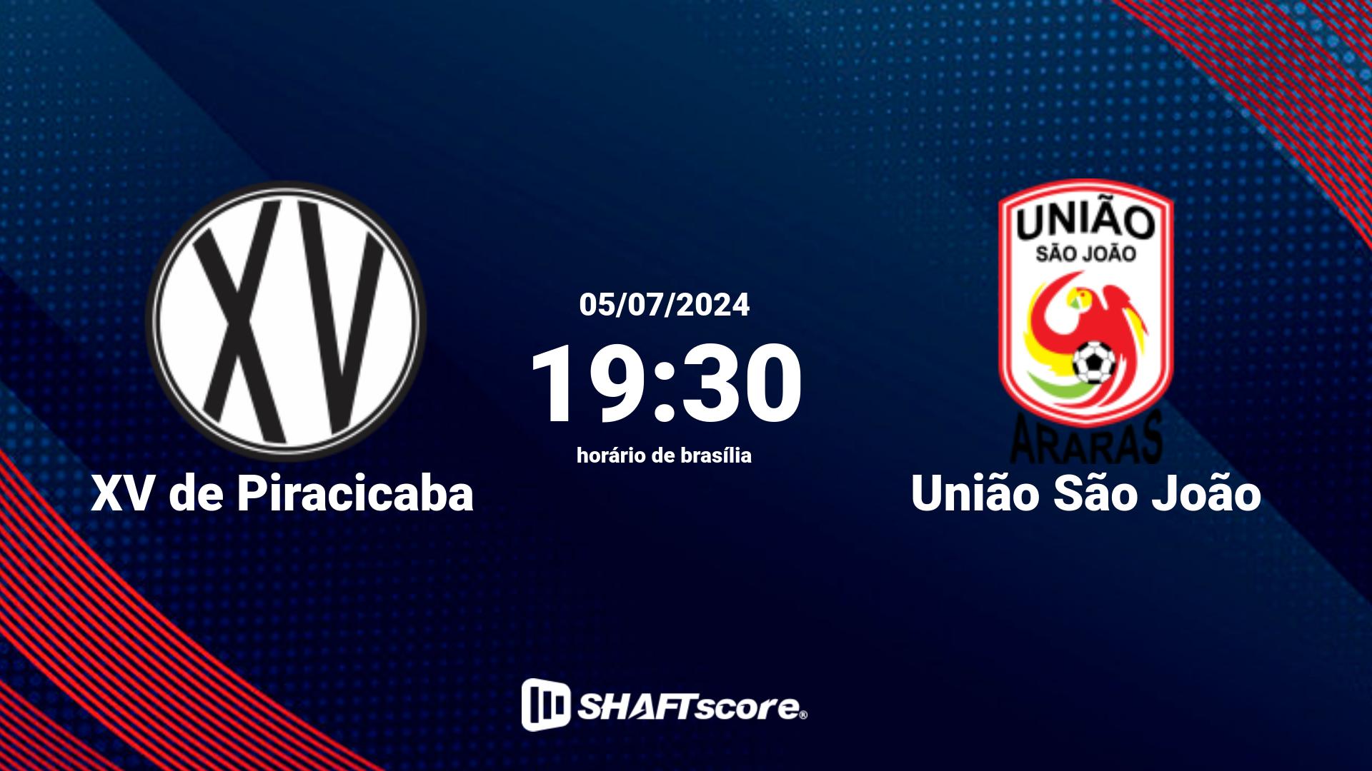 Estatísticas do jogo XV de Piracicaba vs União São João 05.07 19:30