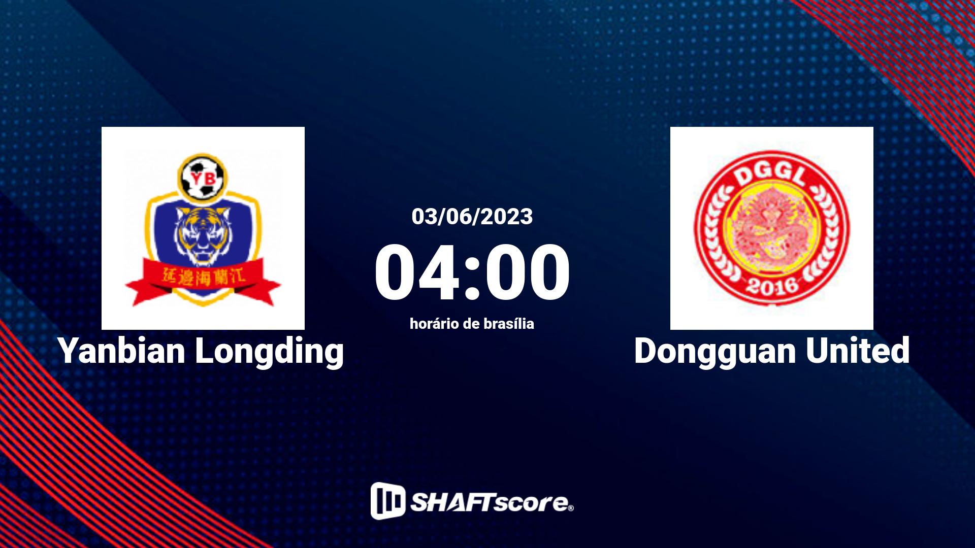 Estatísticas do jogo Yanbian Longding vs Dongguan United 03.06 04:00