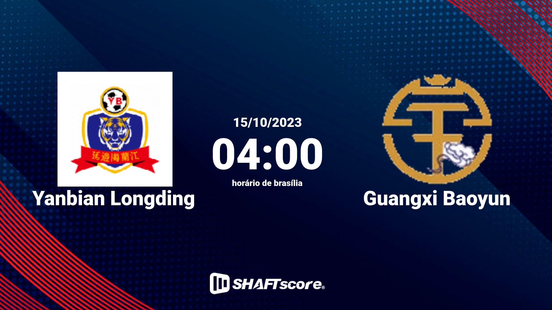 Estatísticas do jogo Yanbian Longding vs Guangxi Baoyun 15.10 04:00