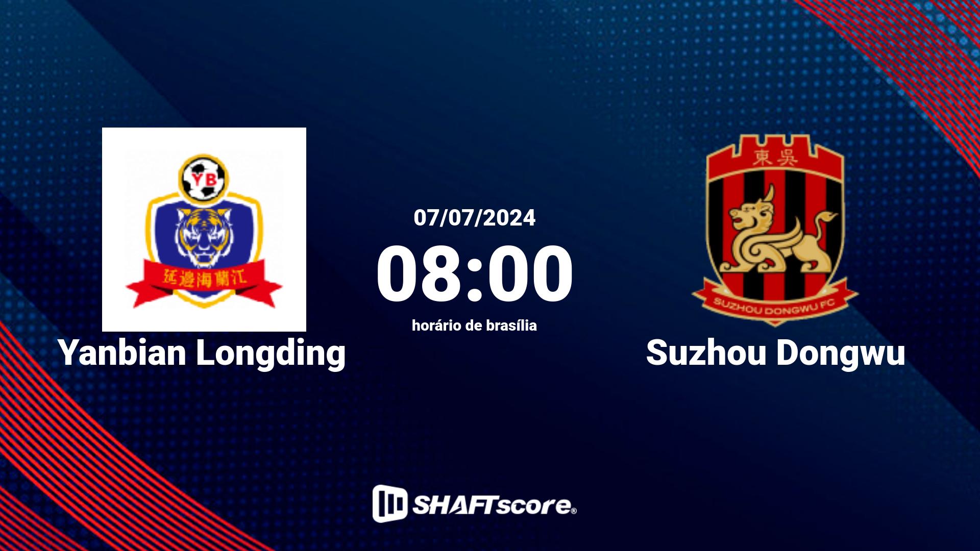 Estatísticas do jogo Yanbian Longding vs Suzhou Dongwu 07.07 08:00