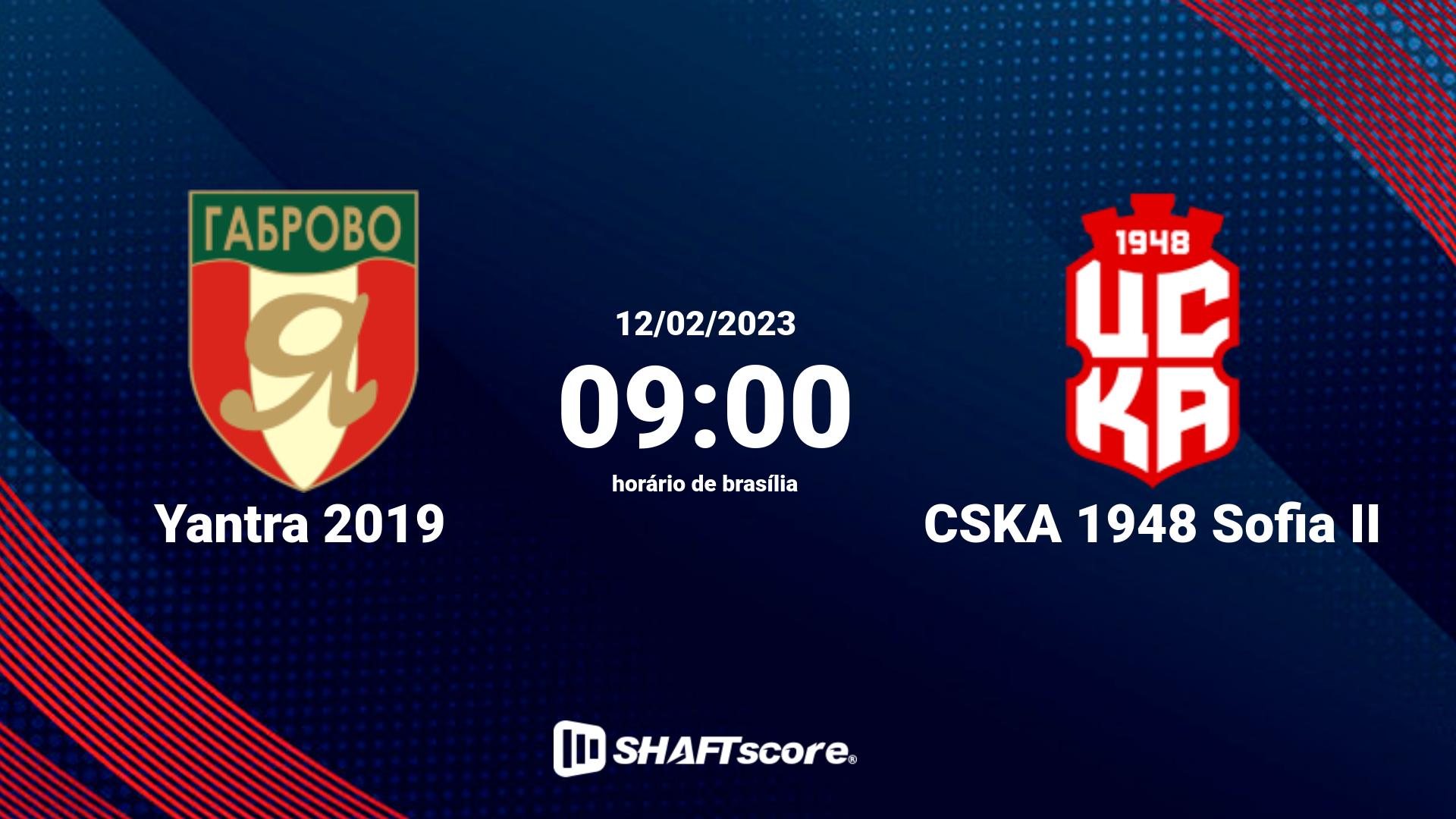 Estatísticas do jogo Yantra 2019 vs CSKA 1948 Sofia II 12.02 09:00