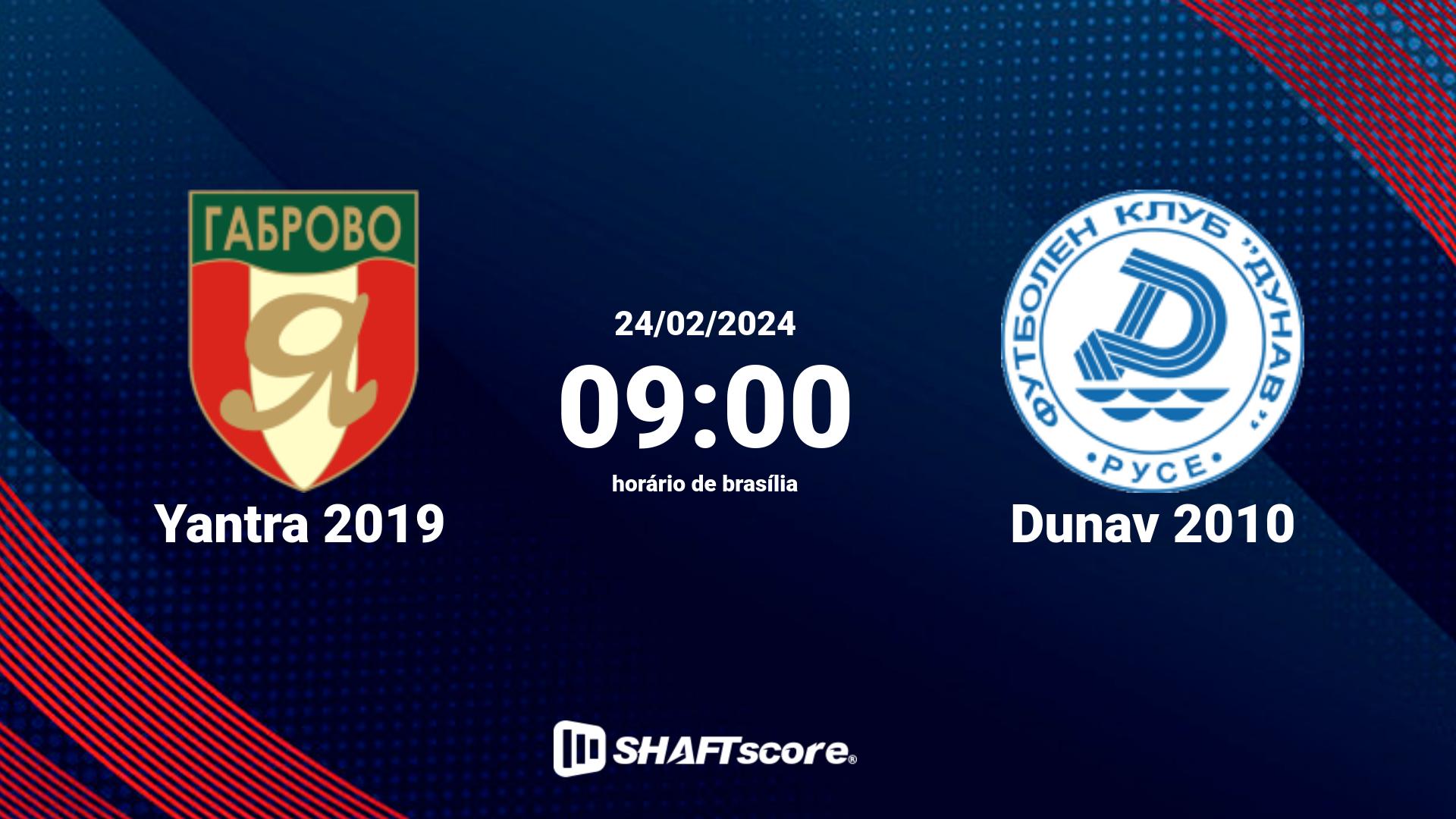 Estatísticas do jogo Yantra 2019 vs Dunav 2010 24.02 09:00