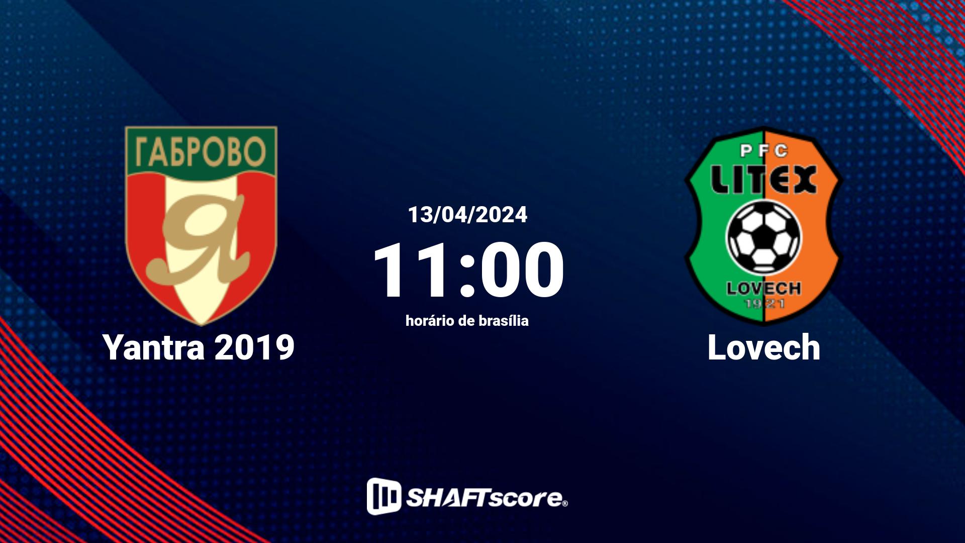 Estatísticas do jogo Yantra 2019 vs Lovech 13.04 11:00