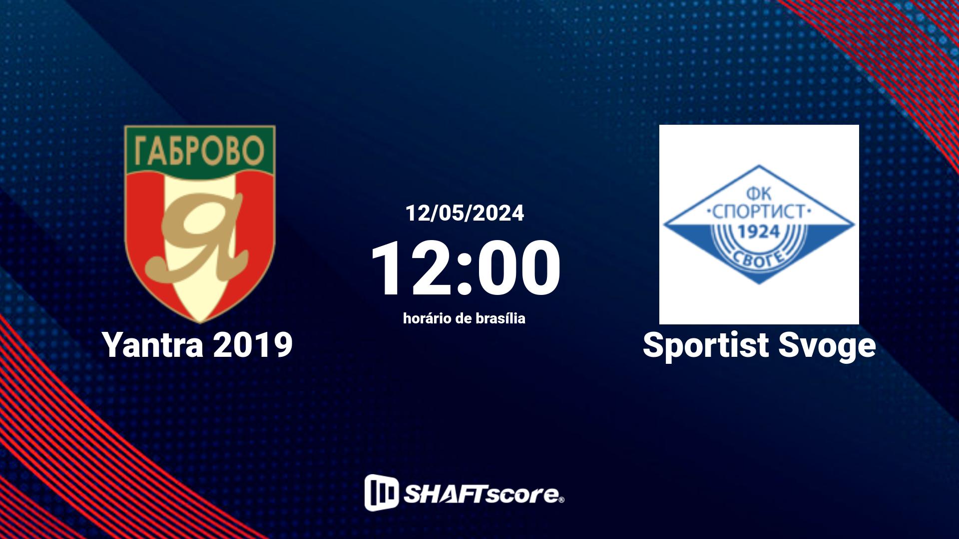 Estatísticas do jogo Yantra 2019 vs Sportist Svoge 12.05 12:00