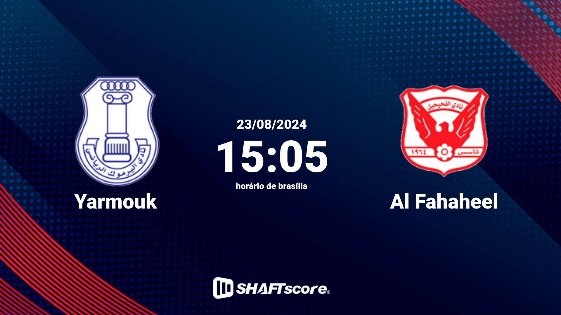 Estatísticas do jogo Yarmouk vs Al Fahaheel 23.08 15:05