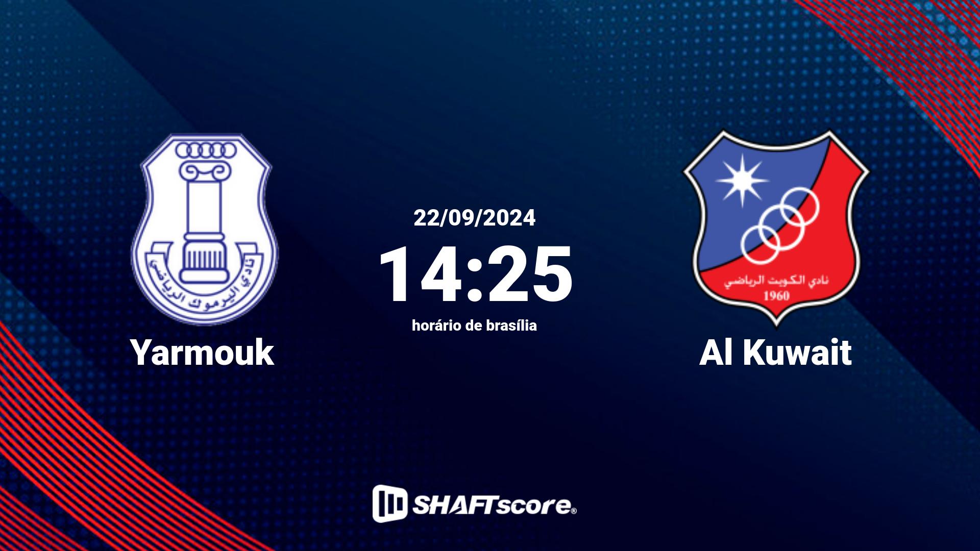 Estatísticas do jogo Yarmouk vs Al Kuwait 22.09 14:25