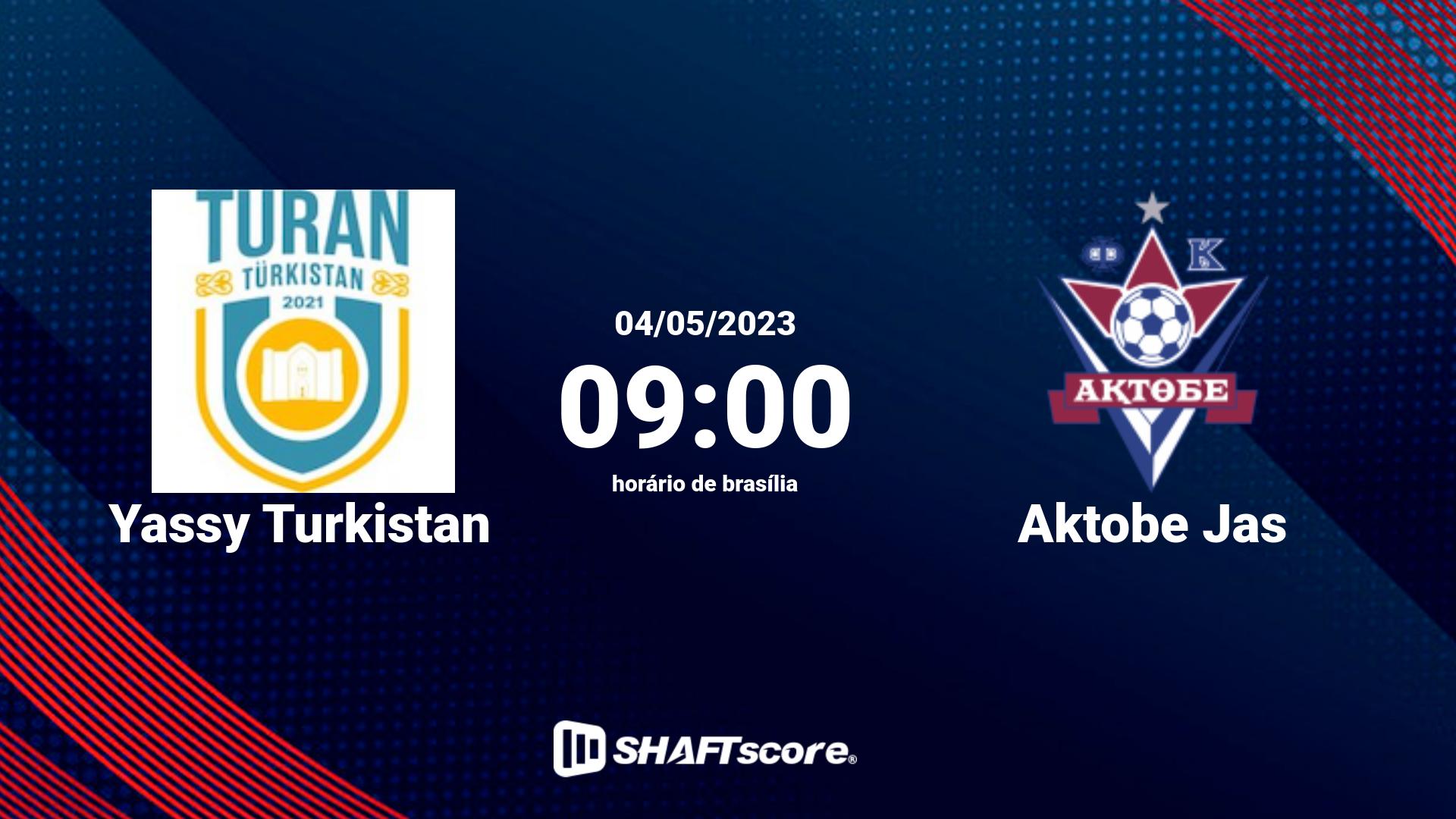 Estatísticas do jogo Yassy Turkistan vs Aktobe Jas 04.05 09:00