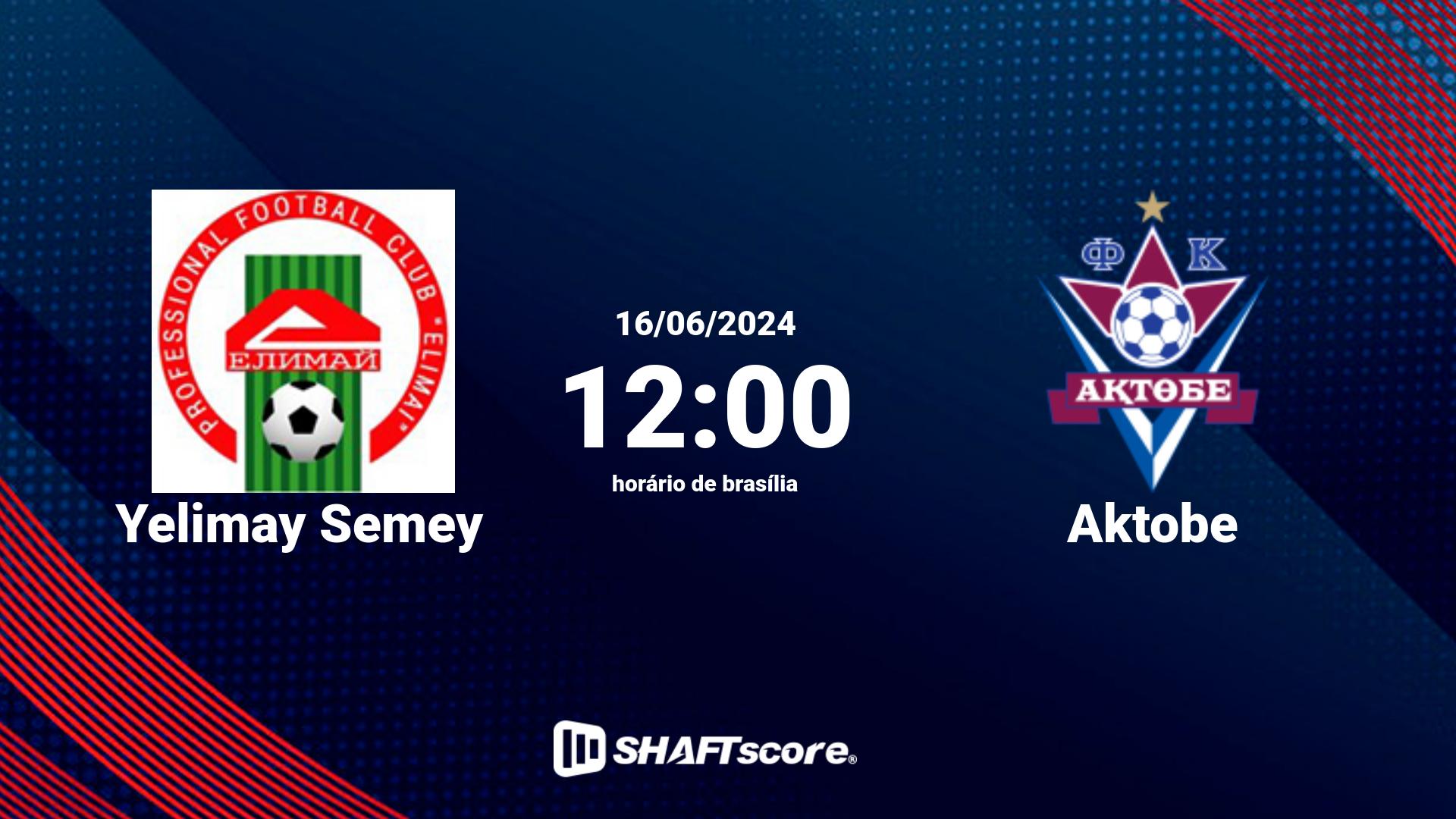 Estatísticas do jogo Yelimay Semey vs Aktobe 16.06 12:00