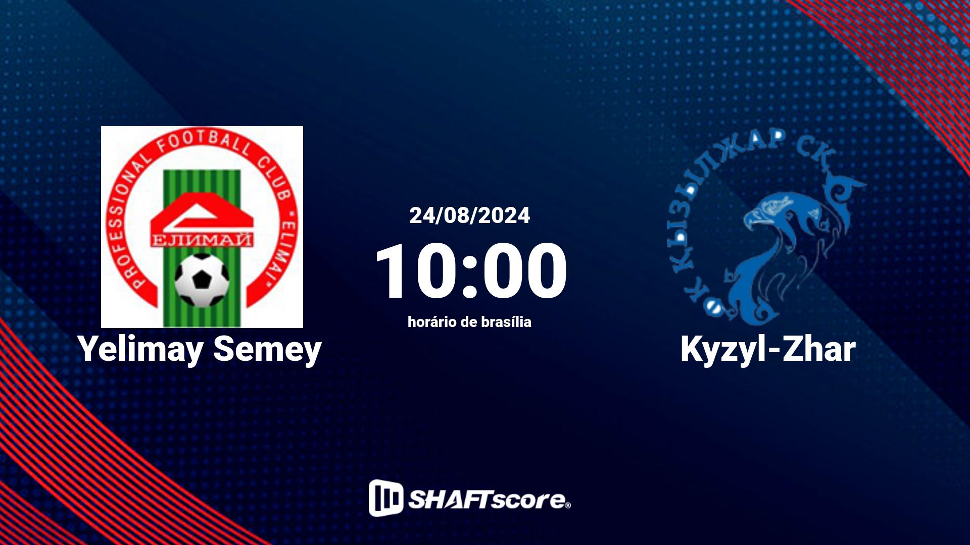 Estatísticas do jogo Yelimay Semey vs Kyzyl-Zhar 24.08 10:00
