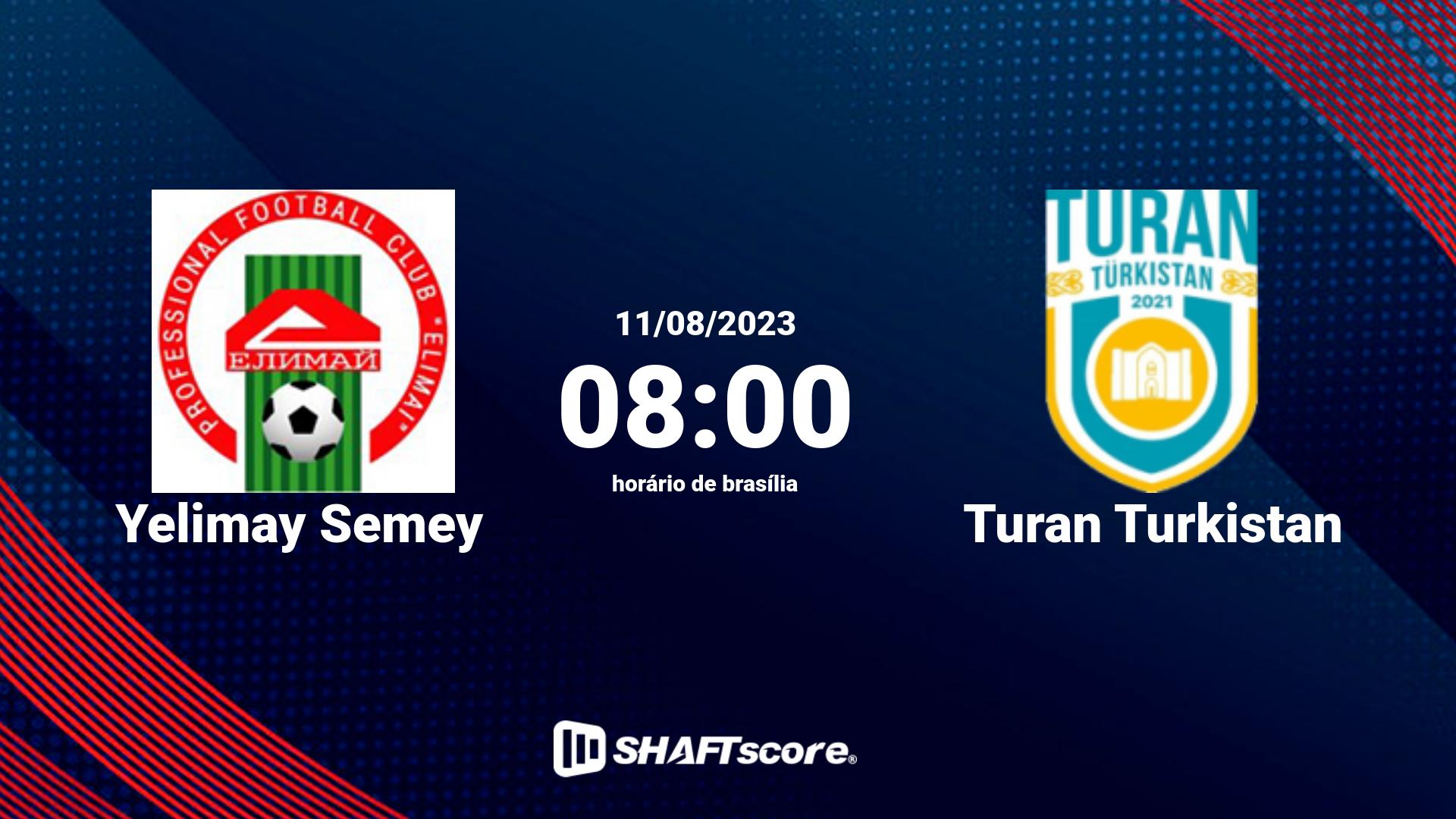 Estatísticas do jogo Yelimay Semey vs Turan Turkistan 11.08 08:00