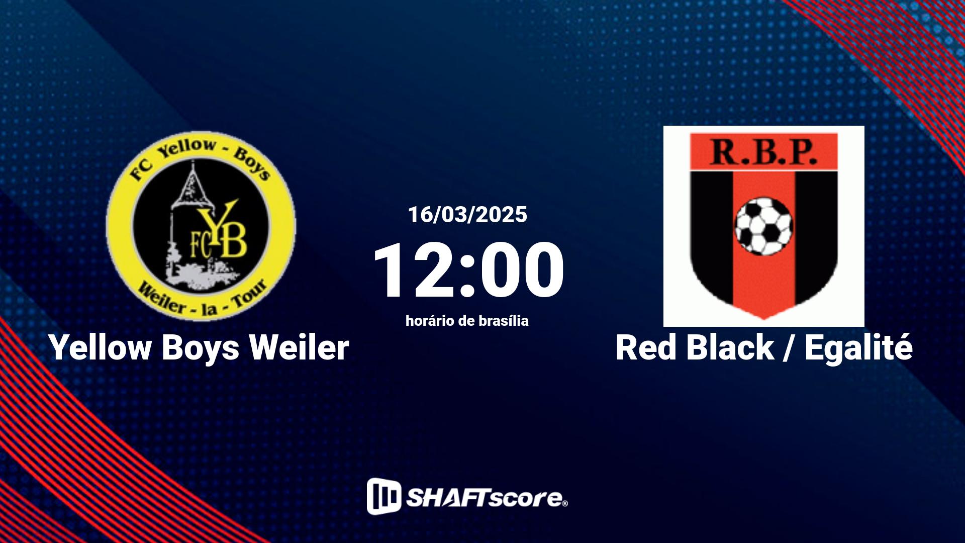 Estatísticas do jogo Yellow Boys Weiler vs Red Black / Egalité 16.03 12:00