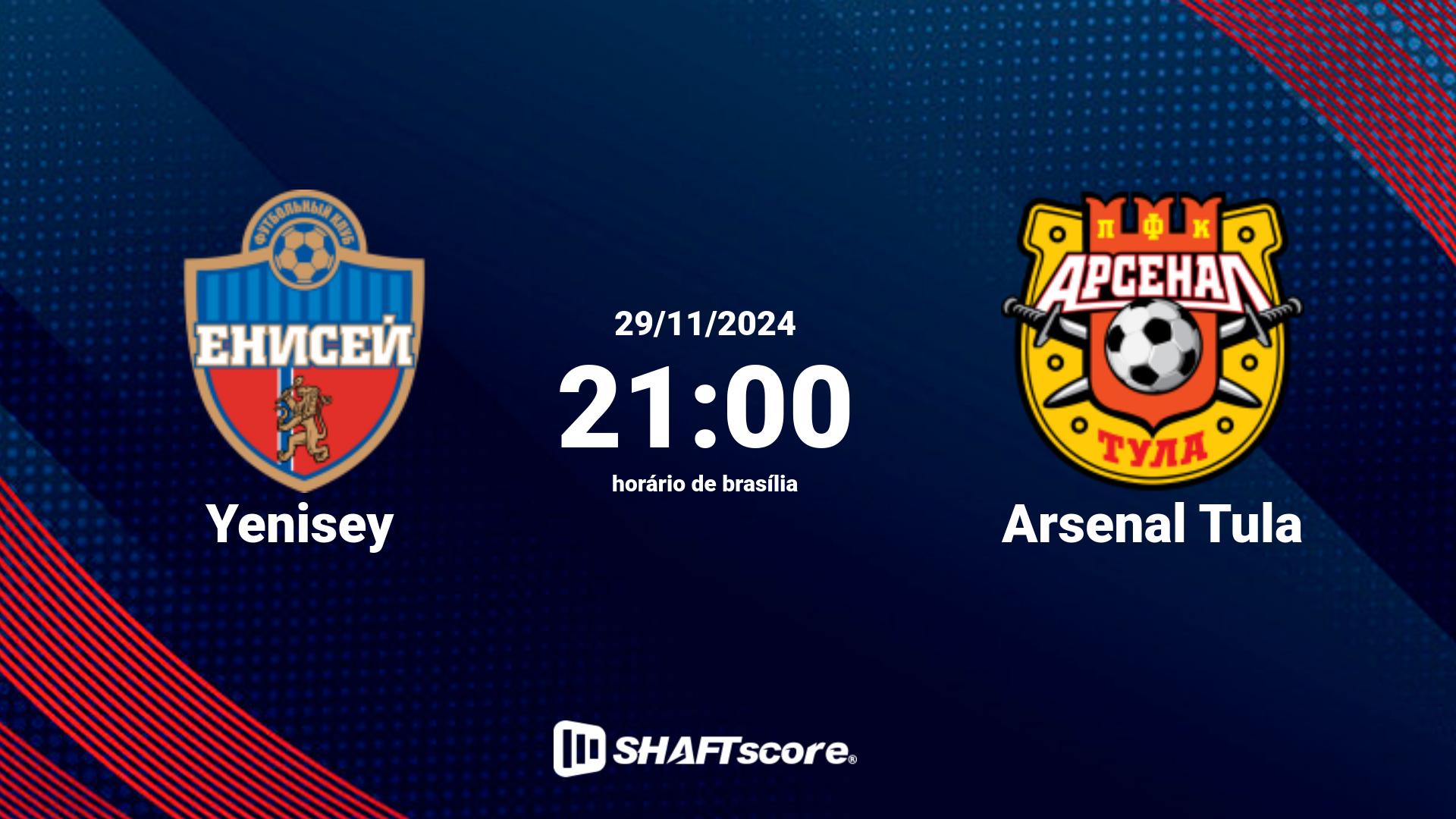 Estatísticas do jogo Yenisey vs Arsenal Tula 29.11 21:00