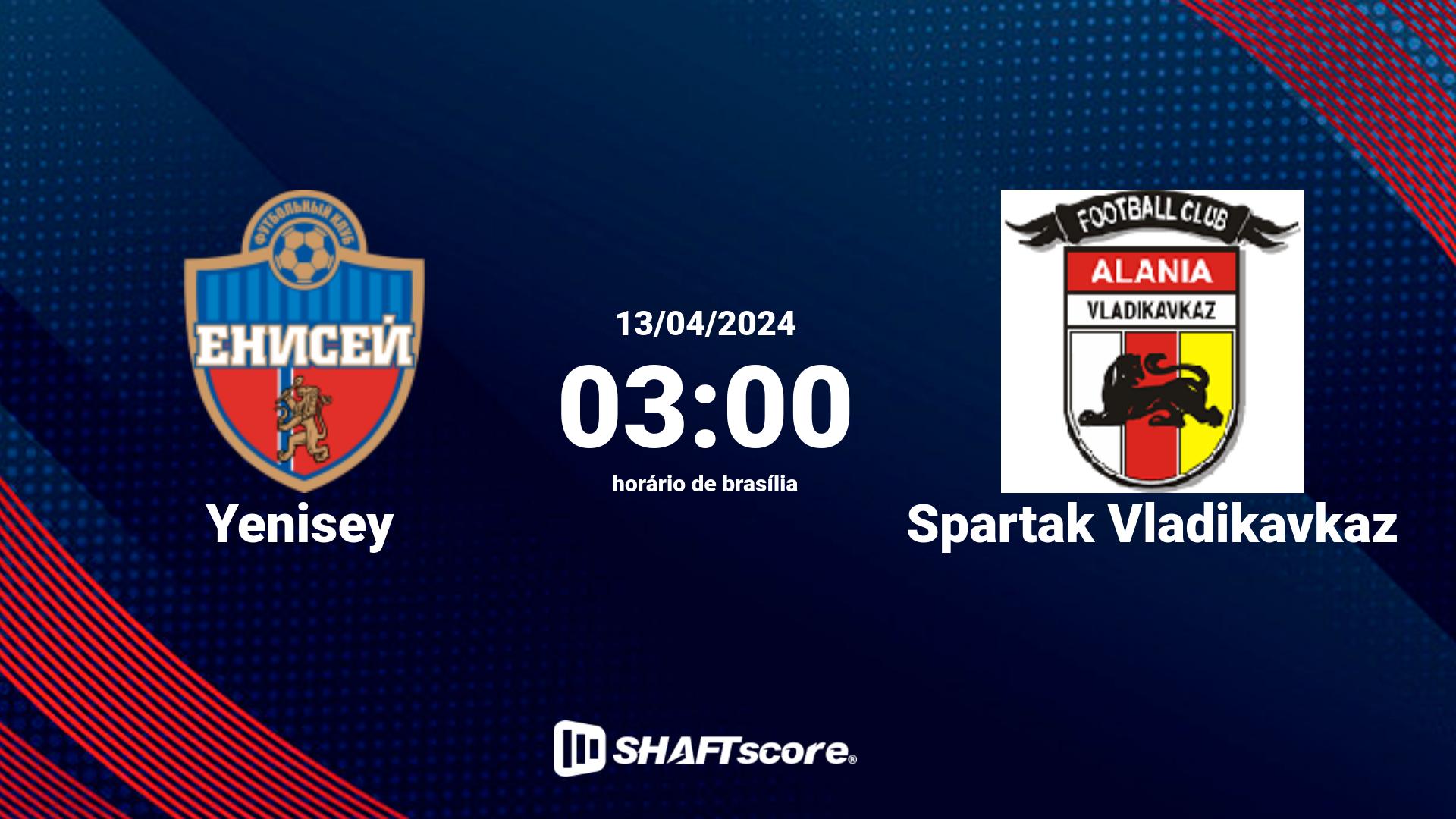 Estatísticas do jogo Yenisey vs Spartak Vladikavkaz 13.04 03:00