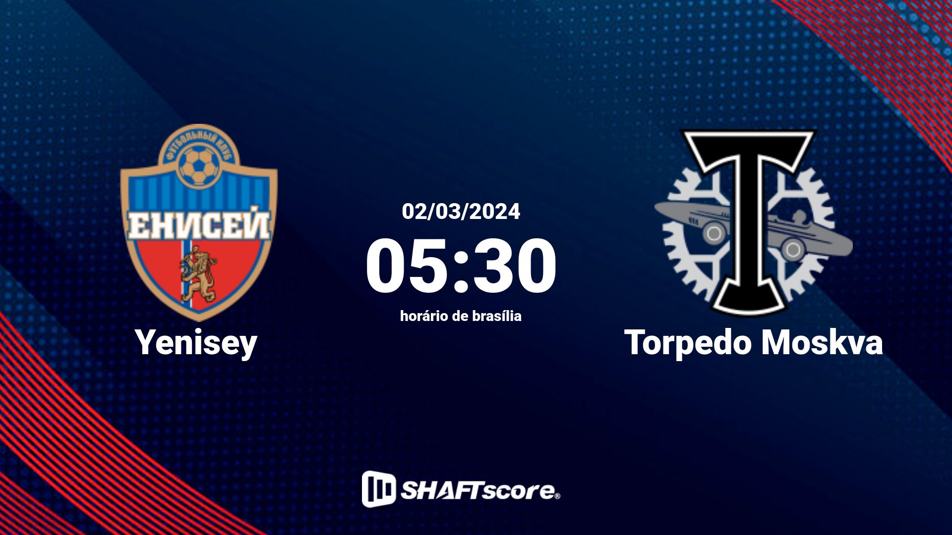 Estatísticas do jogo Yenisey vs Torpedo Moskva 02.03 05:30