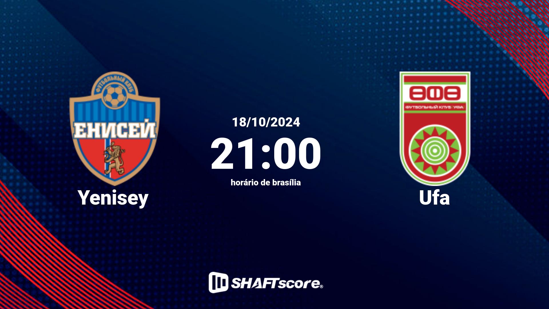 Estatísticas do jogo Yenisey vs Ufa 18.10 21:00