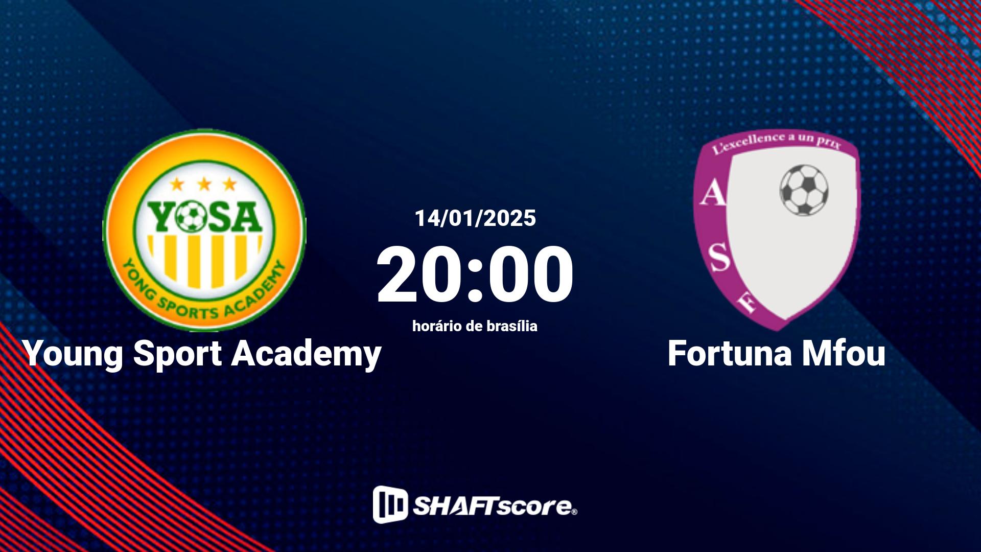 Estatísticas do jogo Young Sport Academy vs Fortuna Mfou 14.01 20:00