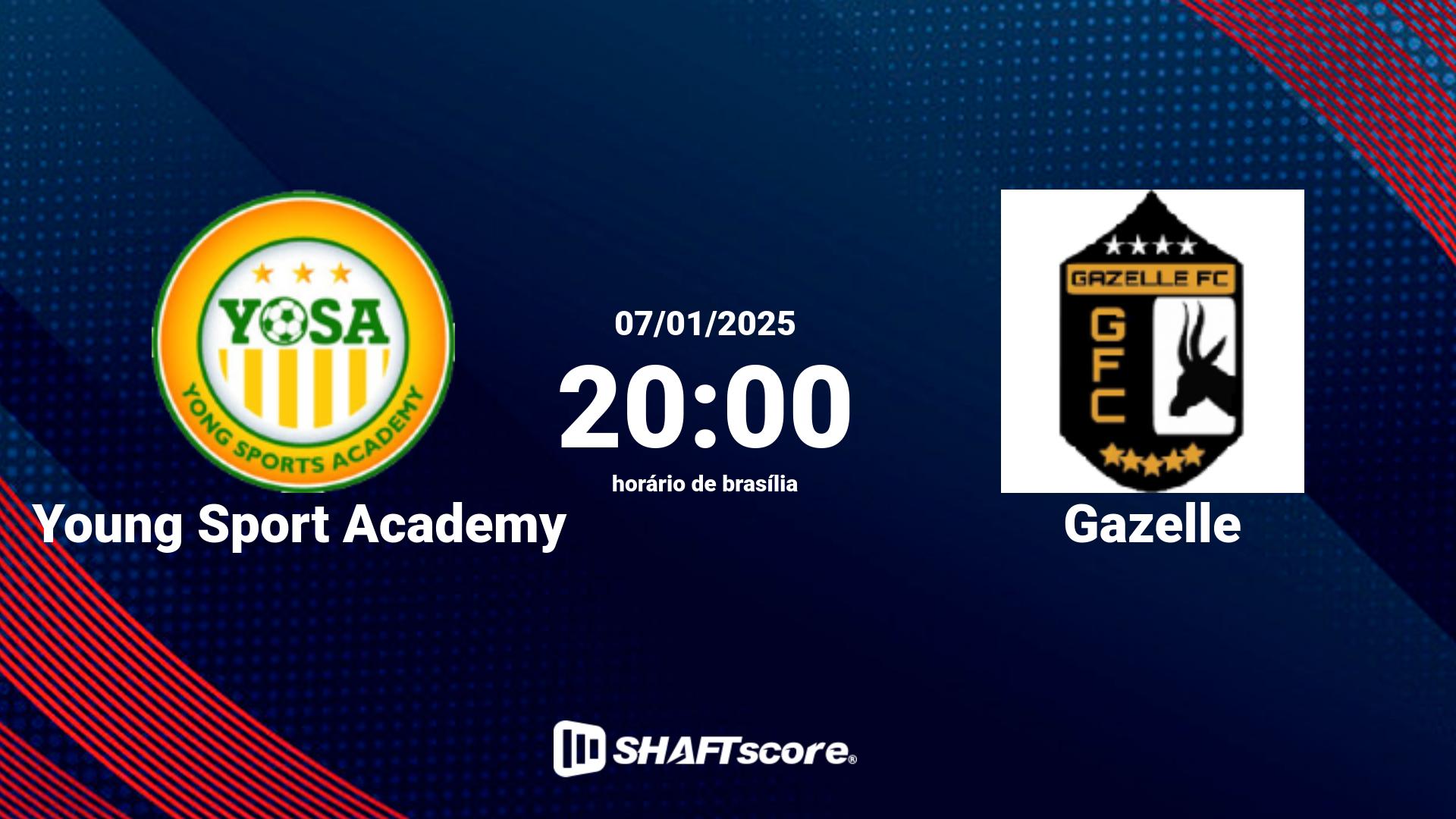 Estatísticas do jogo Young Sport Academy vs Gazelle 07.01 20:00