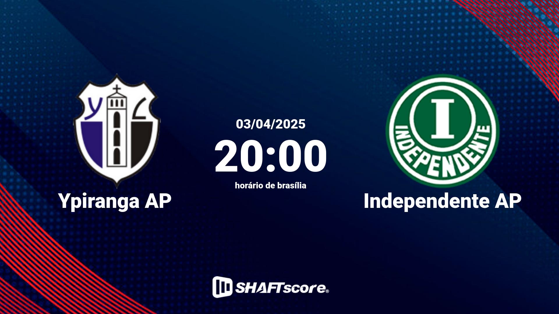 Estatísticas do jogo Ypiranga AP vs Independente AP 03.04 20:00