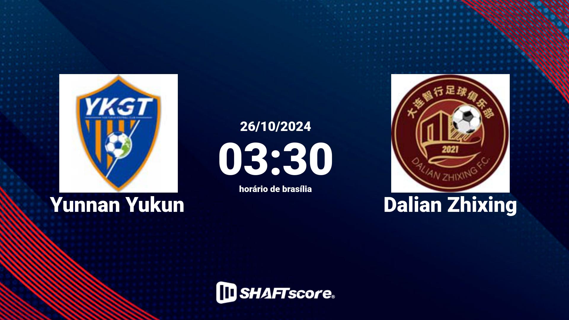 Estatísticas do jogo Yunnan Yukun vs Dalian Zhixing 26.10 03:30