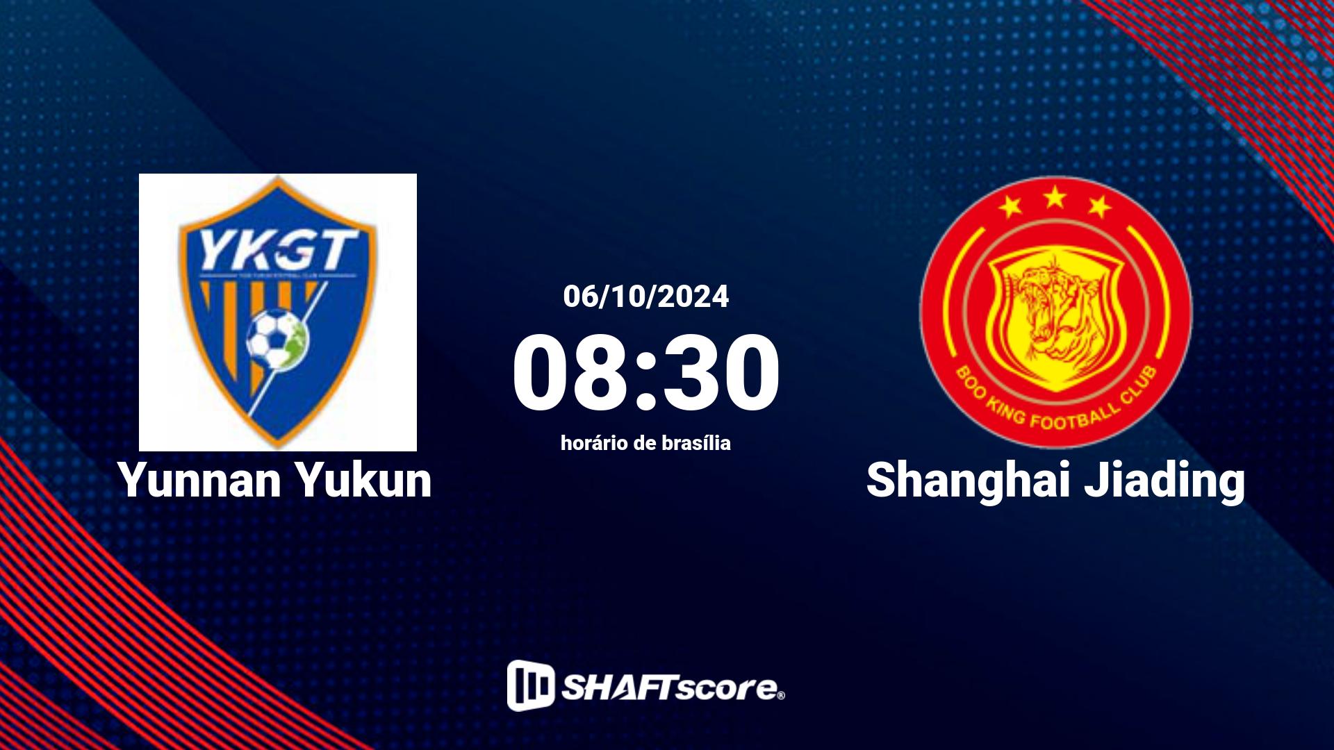 Estatísticas do jogo Yunnan Yukun vs Shanghai Jiading 06.10 08:30