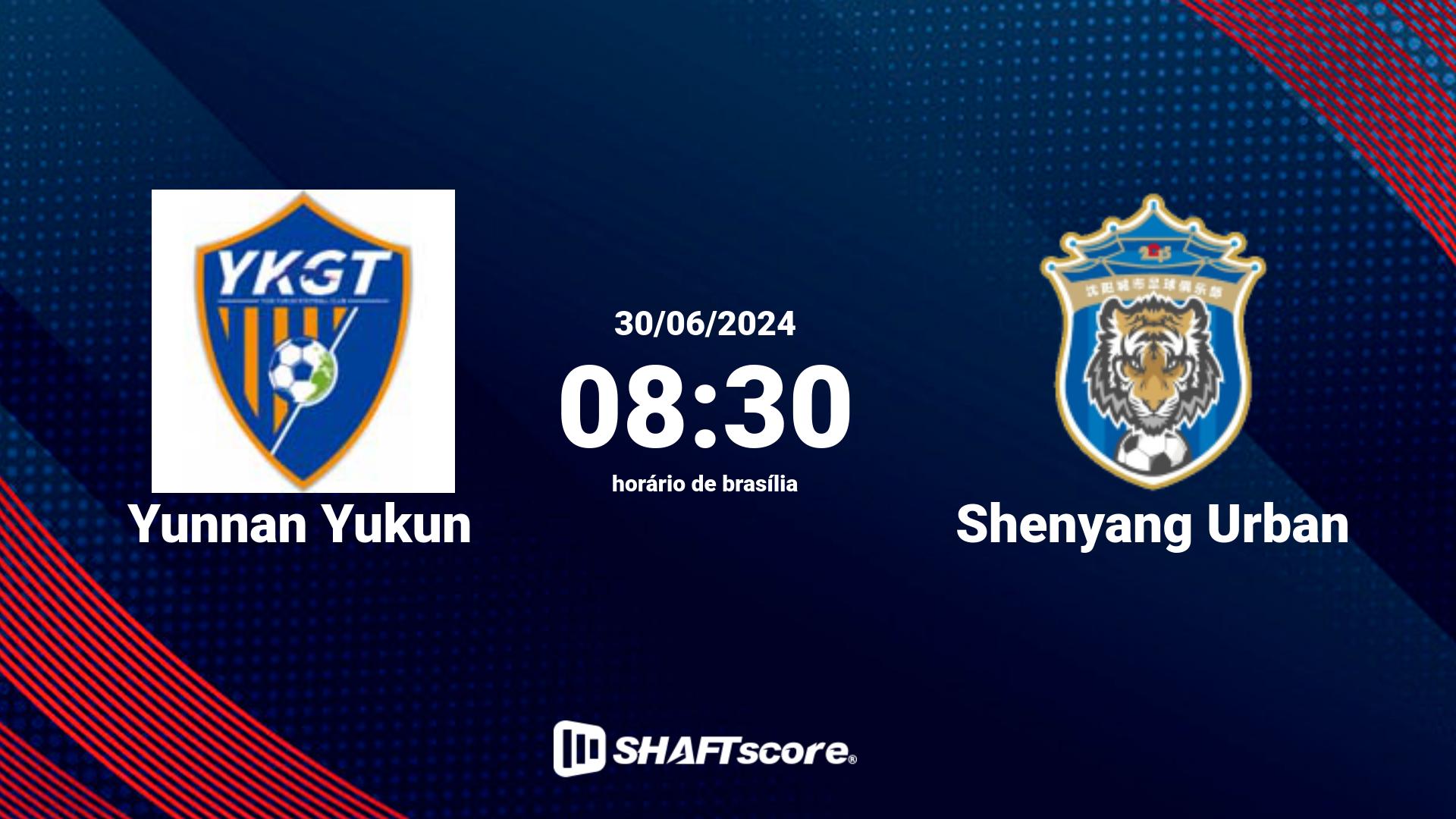 Estatísticas do jogo Yunnan Yukun vs Shenyang Urban 30.06 08:30