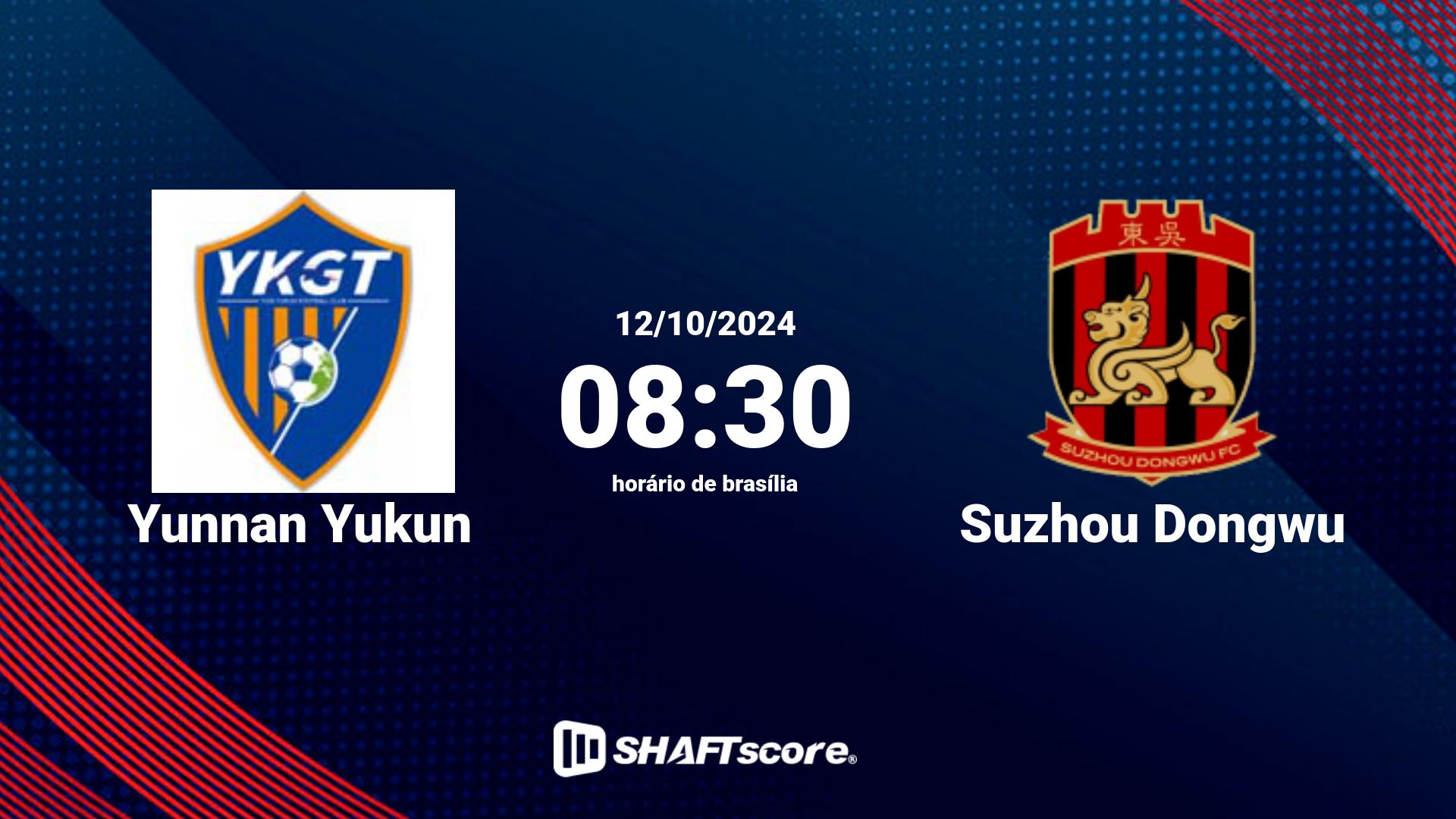 Estatísticas do jogo Yunnan Yukun vs Suzhou Dongwu 12.10 08:30