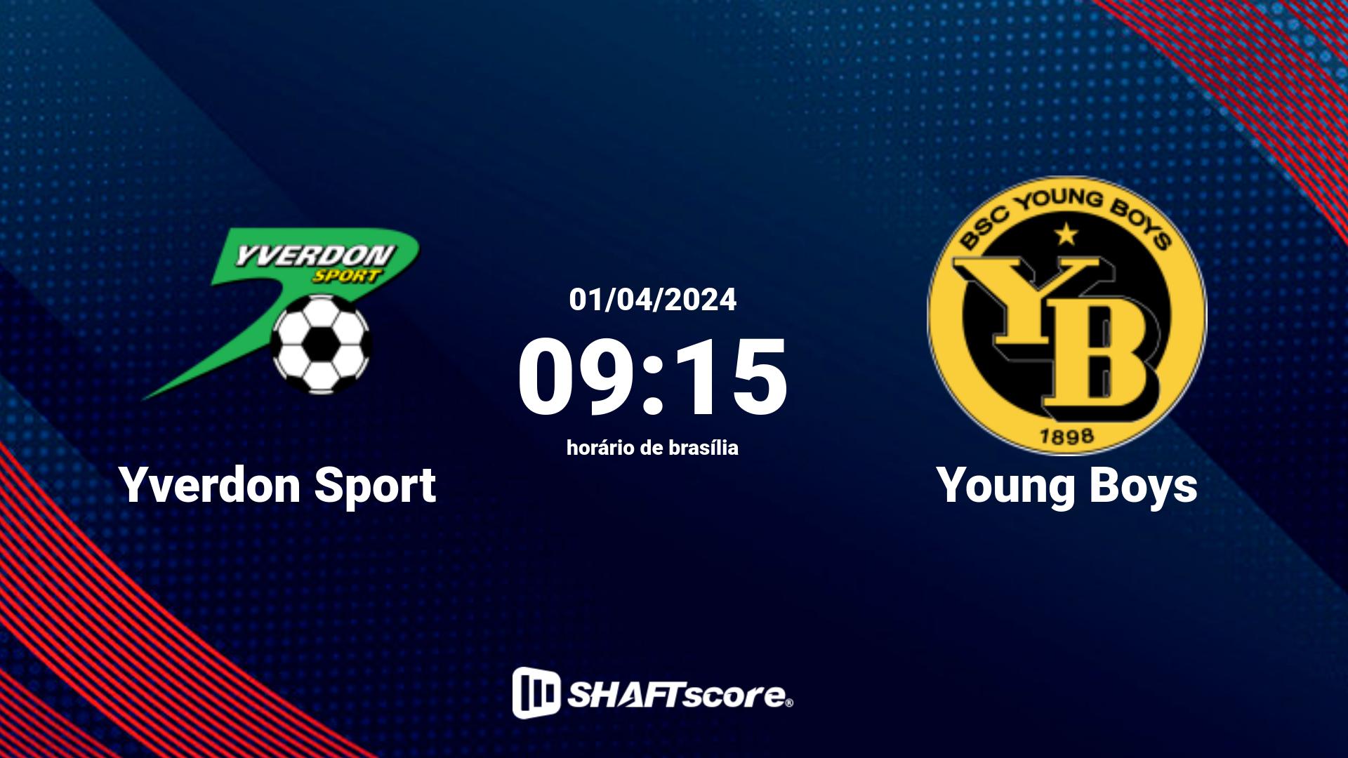 Estatísticas do jogo Yverdon Sport vs Young Boys 01.04 09:15