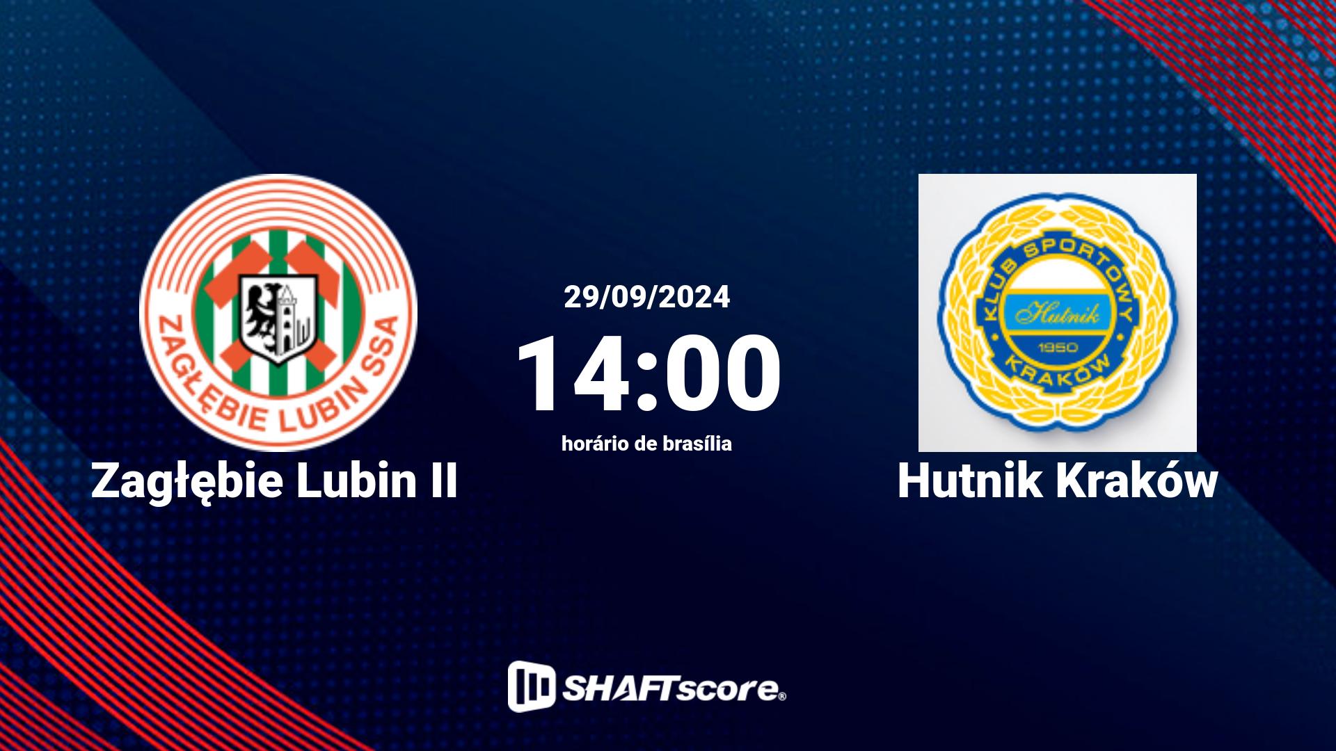 Estatísticas do jogo Zagłębie Lubin II vs Hutnik Kraków 29.09 14:00