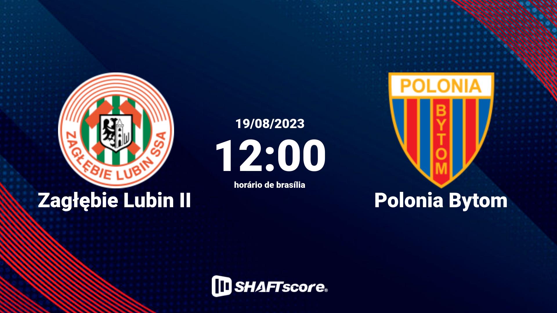 Estatísticas do jogo Zagłębie Lubin II vs Polonia Bytom 19.08 12:00