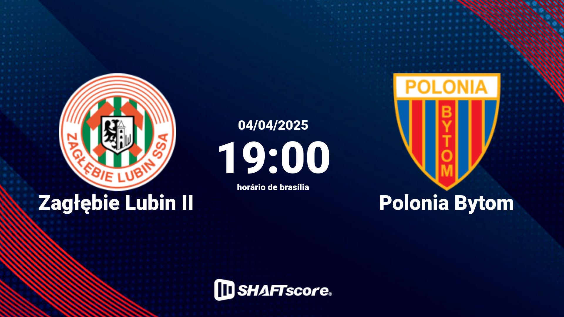 Estatísticas do jogo Zagłębie Lubin II vs Polonia Bytom 04.04 19:00