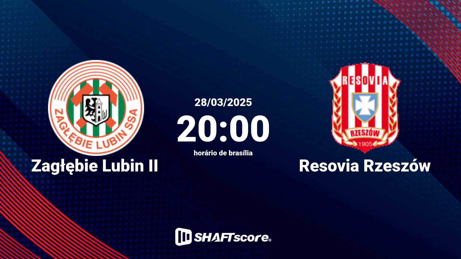 Estatísticas do jogo Zagłębie Lubin II vs Resovia Rzeszów 28.03 20:00