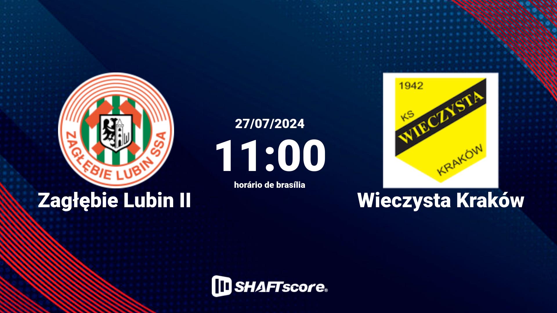 Estatísticas do jogo Zagłębie Lubin II vs Wieczysta Kraków 27.07 11:00