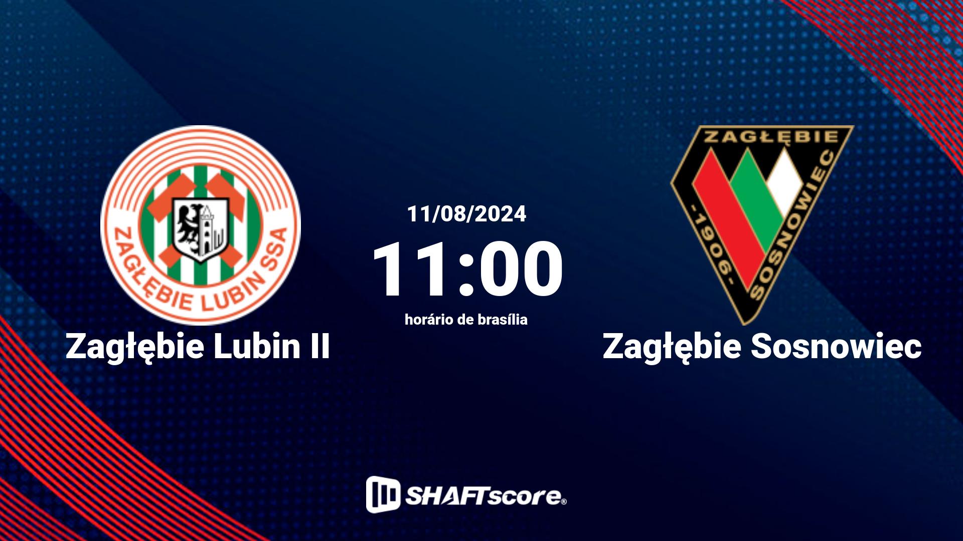 Estatísticas do jogo Zagłębie Lubin II vs Zagłębie Sosnowiec 11.08 11:00