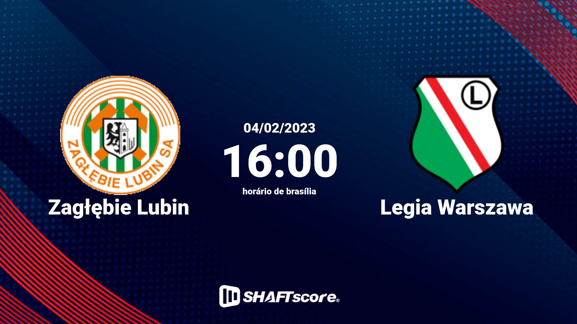 Estatísticas do jogo Zagłębie Lubin vs Legia Warszawa 04.02 16:00