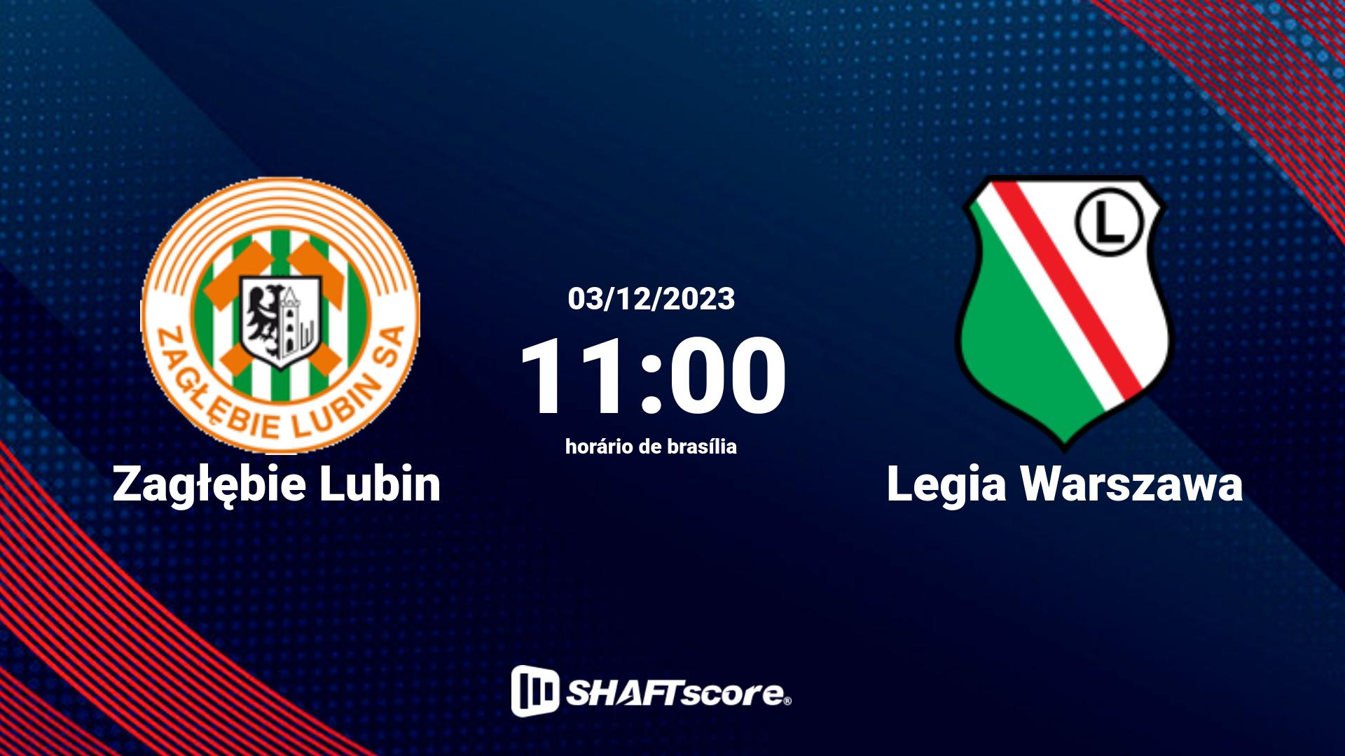 Estatísticas do jogo Zagłębie Lubin vs Legia Warszawa 03.12 11:00