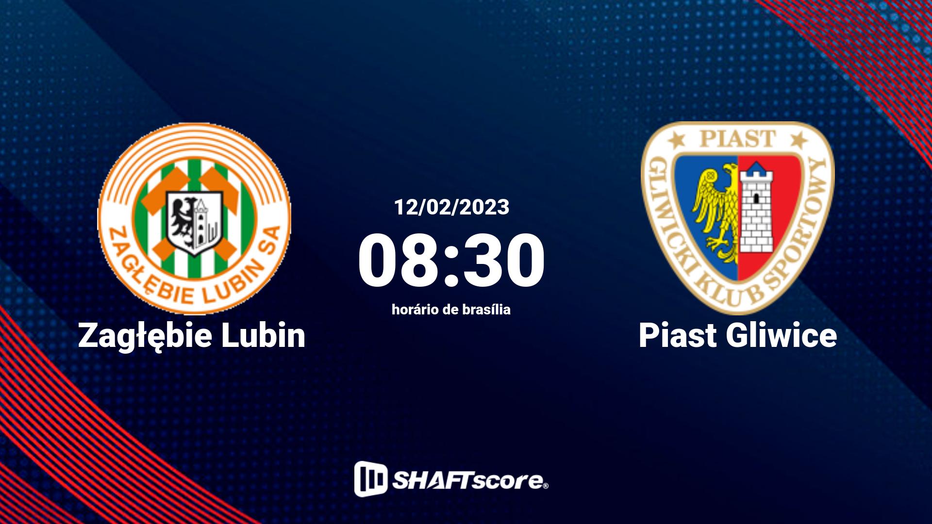 Estatísticas do jogo Zagłębie Lubin vs Piast Gliwice 12.02 08:30