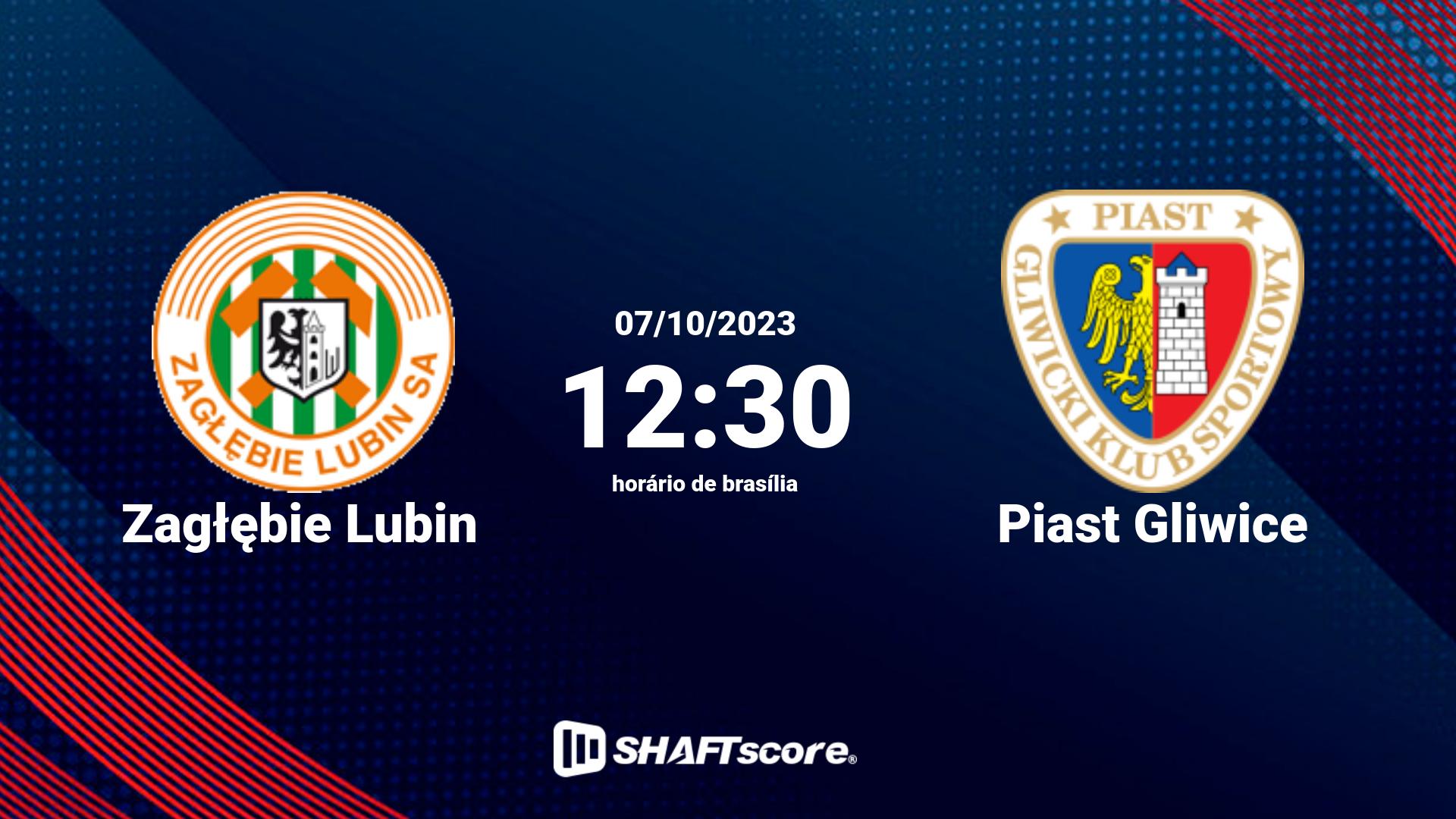 Estatísticas do jogo Zagłębie Lubin vs Piast Gliwice 07.10 12:30