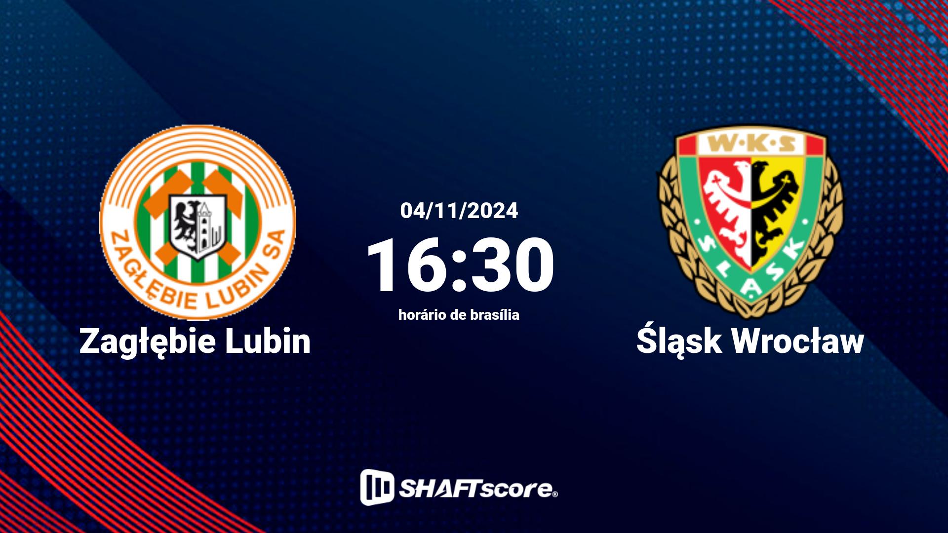 Estatísticas do jogo Zagłębie Lubin vs Śląsk Wrocław 04.11 16:30