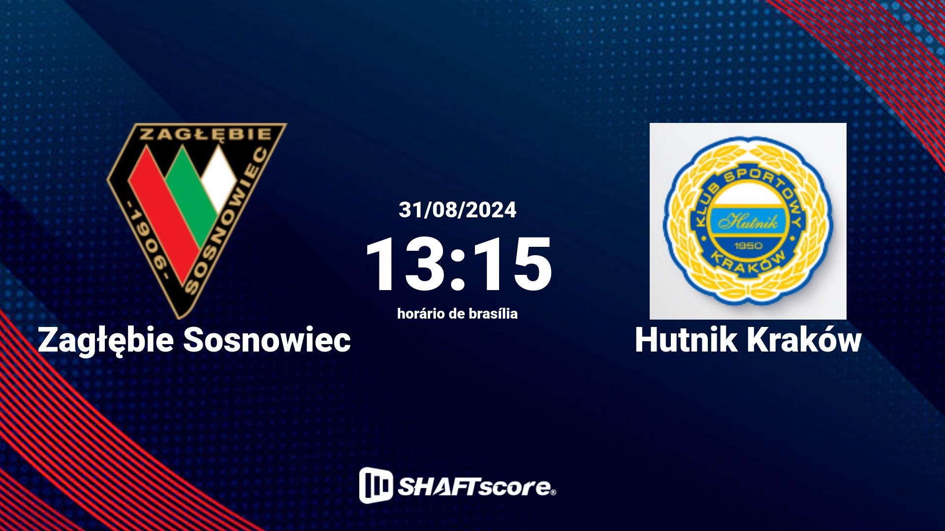 Estatísticas do jogo Zagłębie Sosnowiec vs Hutnik Kraków 31.08 13:15