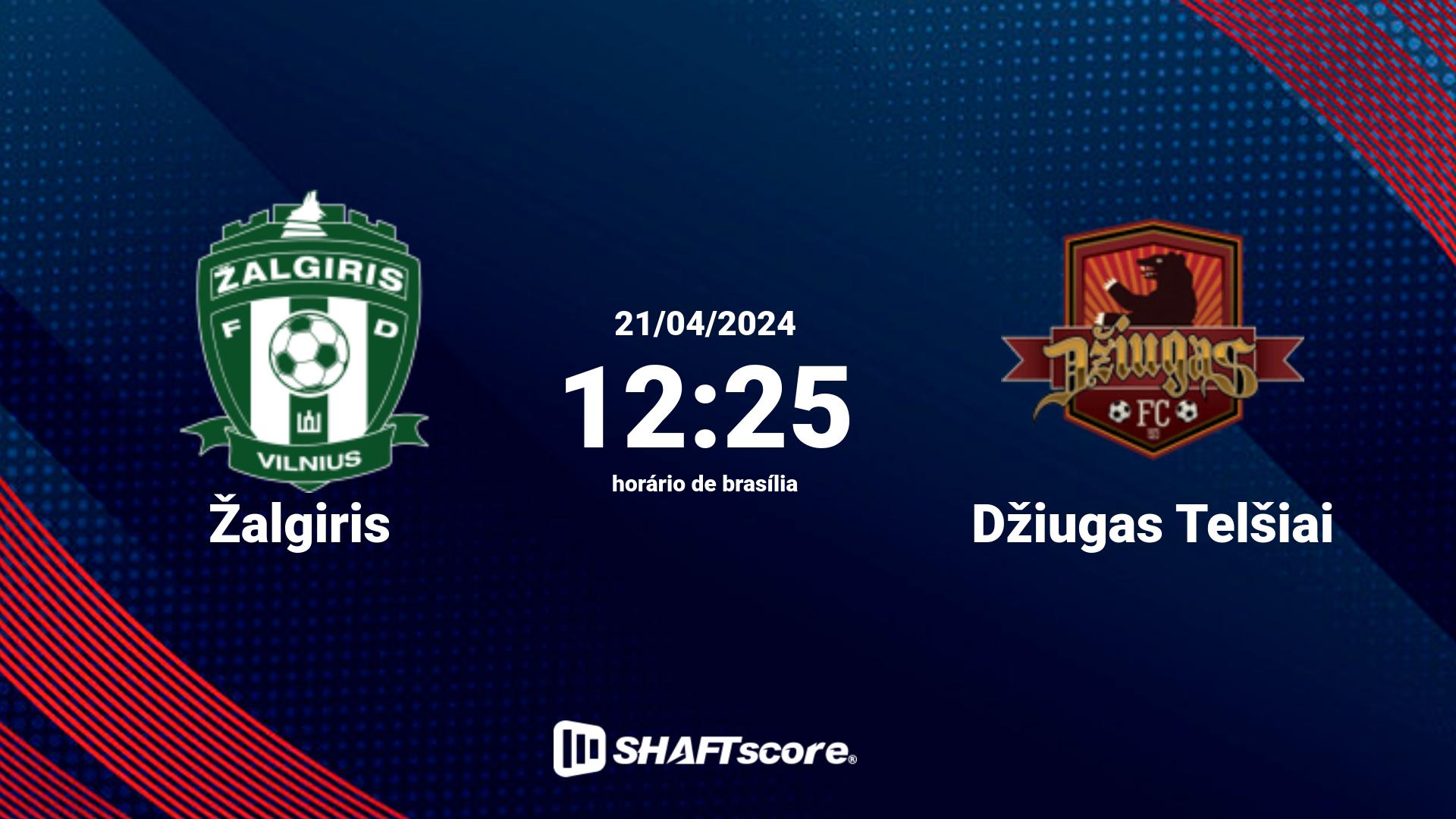 Estatísticas do jogo Žalgiris vs Džiugas Telšiai 21.04 12:25