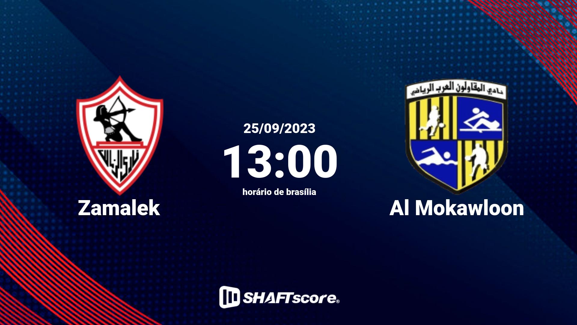 Estatísticas do jogo Zamalek vs Al Mokawloon 25.09 13:00