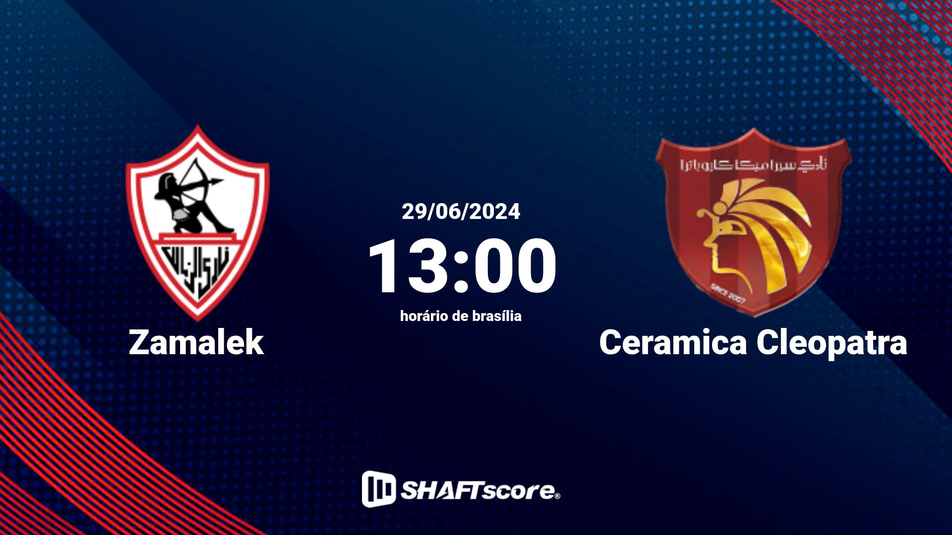 Estatísticas do jogo Zamalek vs Ceramica Cleopatra 29.06 13:00