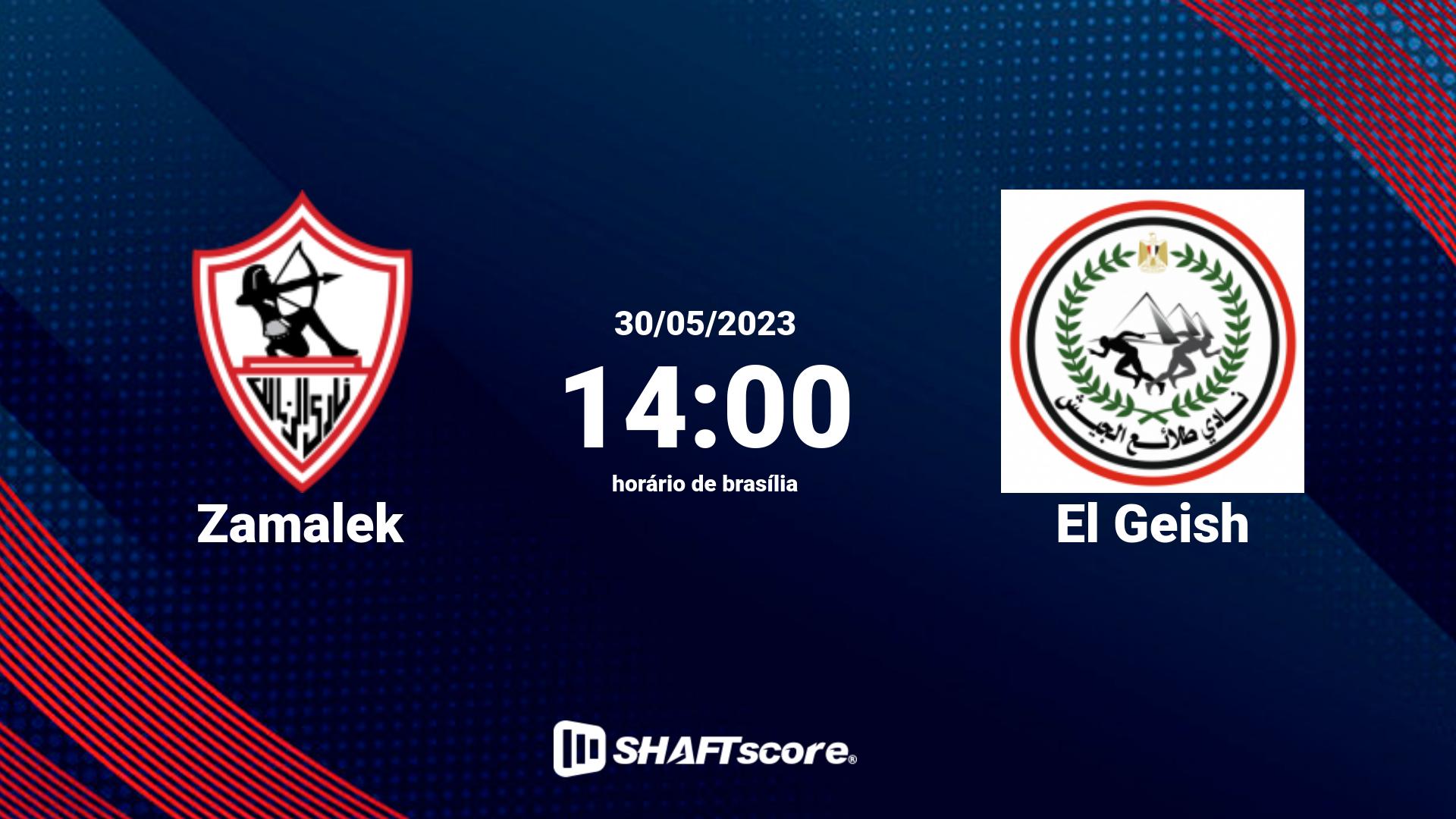 Estatísticas do jogo Zamalek vs El Geish 30.05 14:00