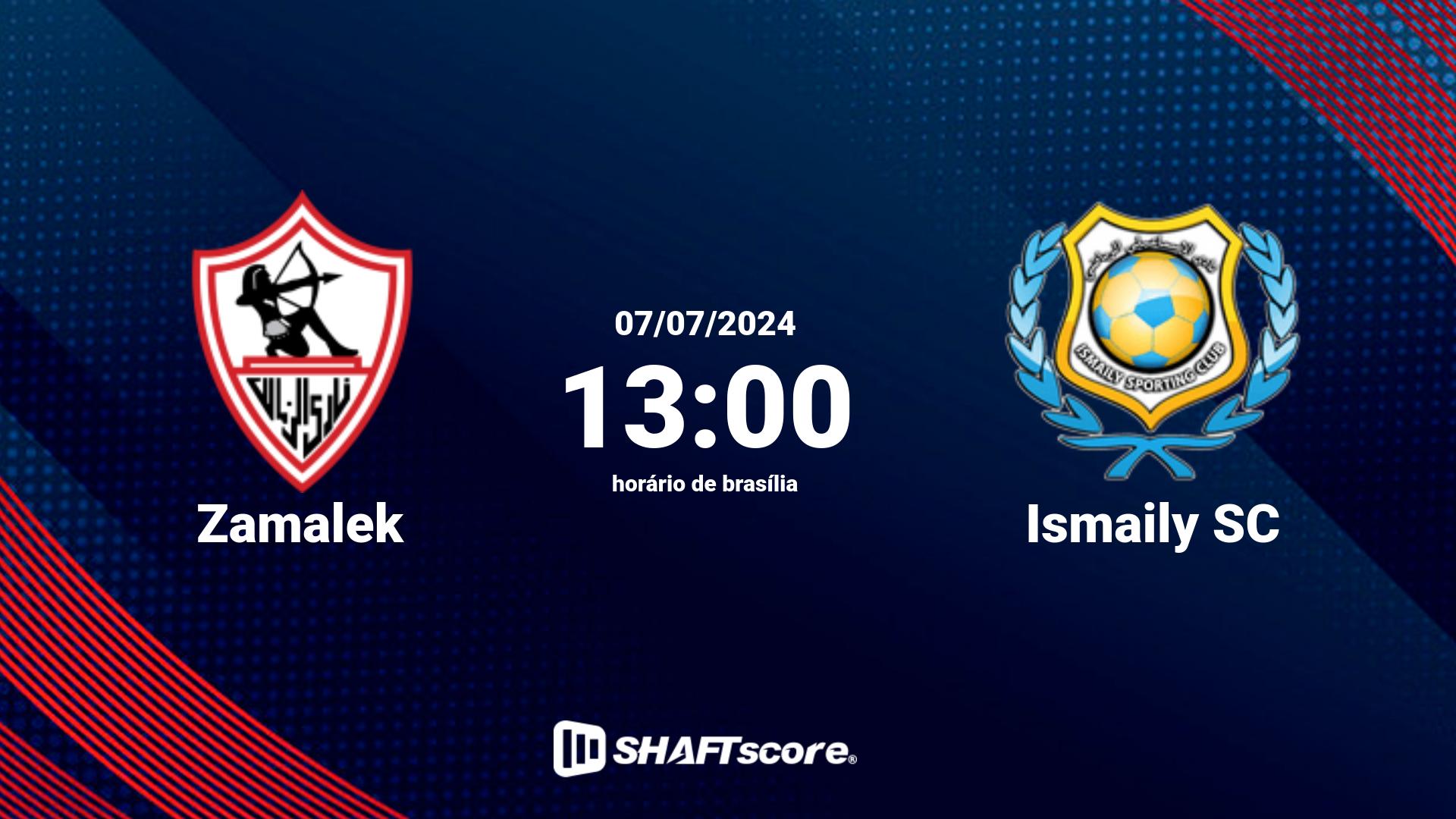 Estatísticas do jogo Zamalek vs Ismaily SC 07.07 13:00