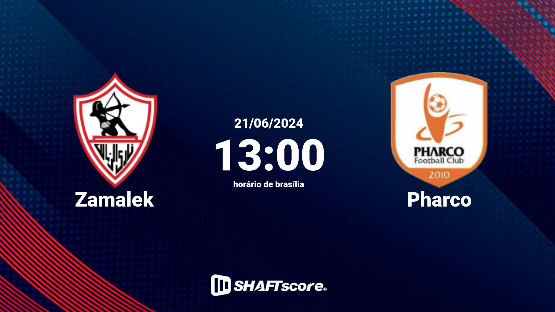 Estatísticas do jogo Zamalek vs Pharco 21.06 13:00