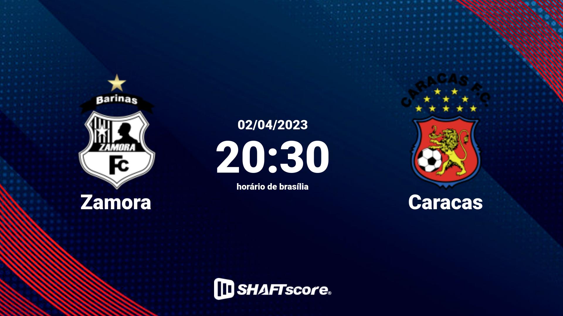 Estatísticas do jogo Zamora vs Caracas 02.04 20:30