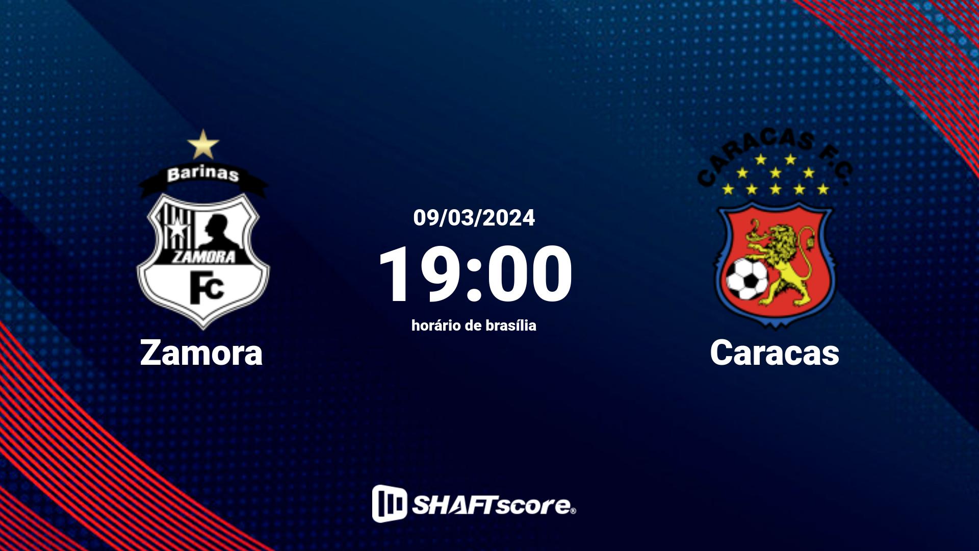 Estatísticas do jogo Zamora vs Caracas 09.03 19:00