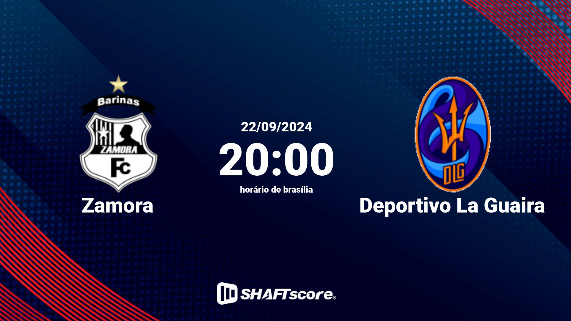 Estatísticas do jogo Zamora vs Deportivo La Guaira 22.09 20:00